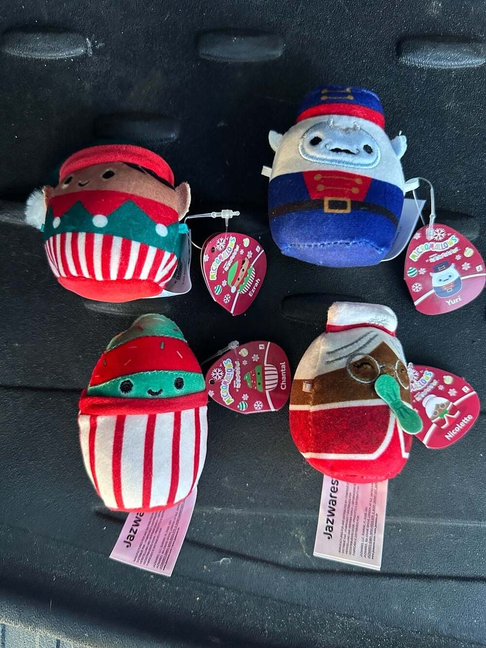 Set of 4 Squishmallows Micromallows Holiday Plush Toys Ezrah Yuri Chantal Nicole